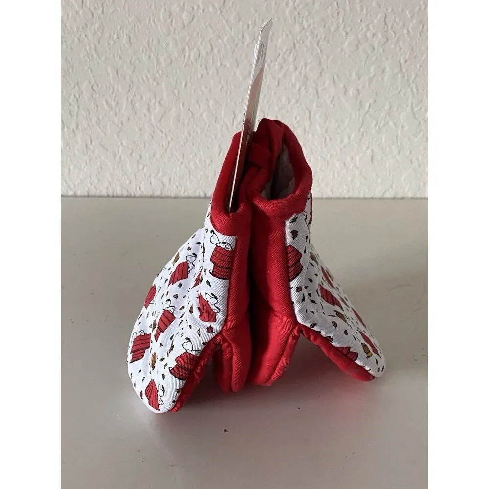 2 Pk Peanuts Snoopy Thanksgiving Fall Doghouse Turkey Mini Oven‎ Mitts Red NEW